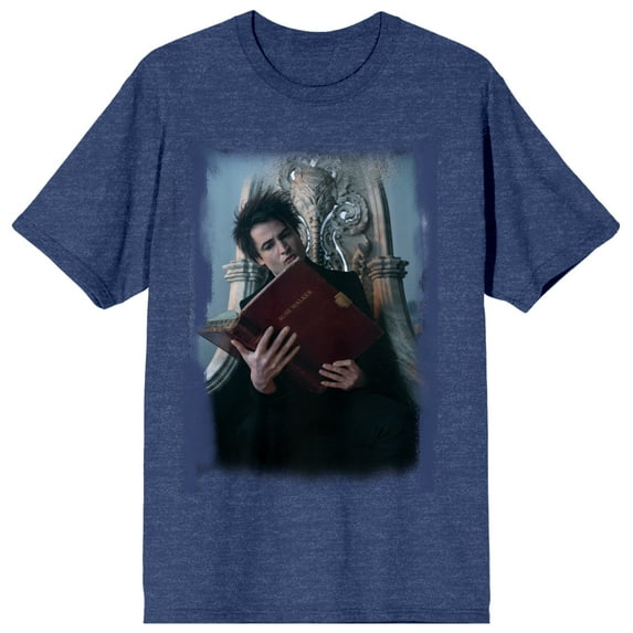 The Sandman Character Art With Book Crew Neck Short Sleeve Blue Heather Women's T-shirt-Medium