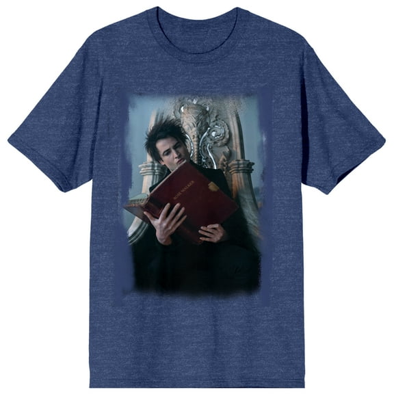The Sandman Character Art With Book Crew Neck Short Sleeve Blue Heather Women's T-shirt-Small