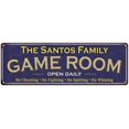 thumbnail image 1 of The Santos Family Gift Blue Game Room Metal 6x18 Sign 206180037449, 1 of 1