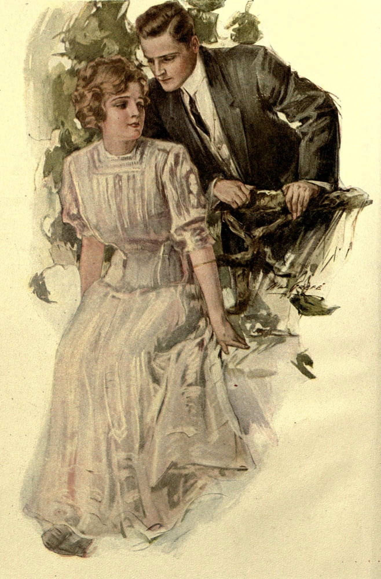 The Sapphire Bracelet c1910 Couple Canvas Art - Will Gref (18 x 24)