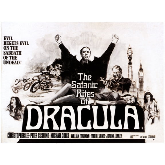 The Satanic Rites Of Dracula Center: Christopher Lee Right Of Center: Peter Cushing On Poster Art 1973. Movie Poster Masterprint (14 x 11)