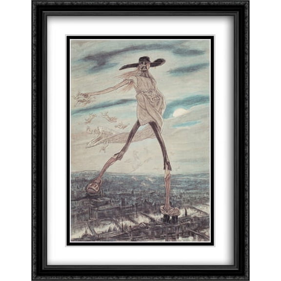 The Satanic. Satan Sowing Tares 2x Matted 28x36 Large Black Ornate Framed Art Print by Felicien Rops