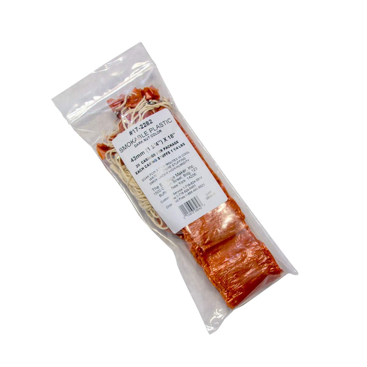 The Sausage Maker - Round Smokable Plastic Sausage Casings, 43mm (1 3/4") x 18"