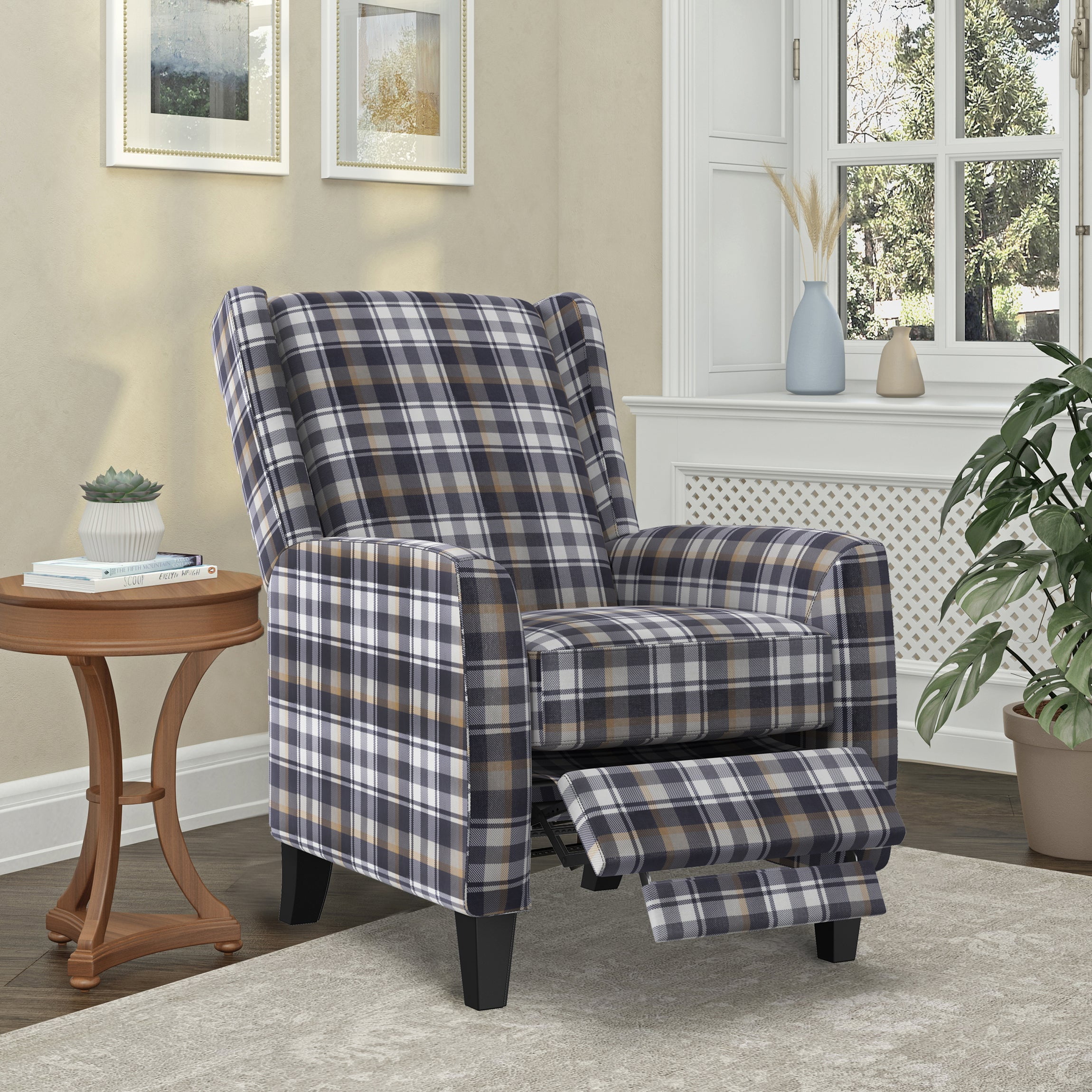Grey buffalo plaid chair new arrivals