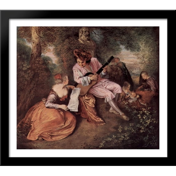 The Scale of Love 32x28 Large Black Wood Framed Print Art by Antoine Watteau