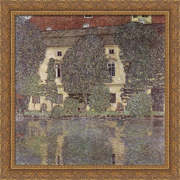 The Schloss Kammer on the Attersee, III 28x28 Large Gold Ornate Wood Framed Canvas Art by Gustav Klimt