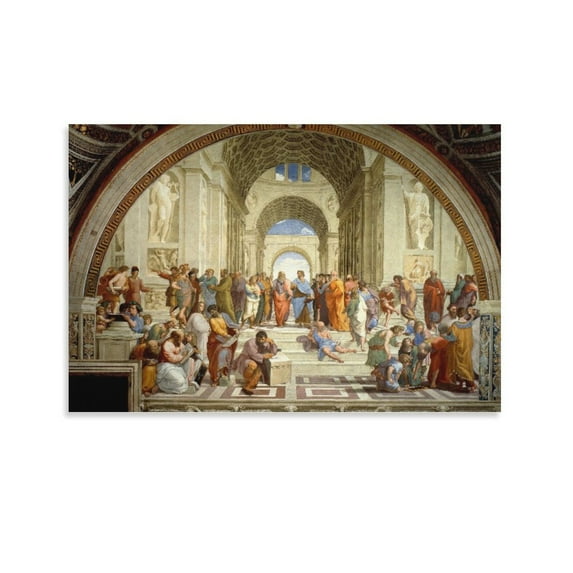 "The School of Athens" by Raffaello Sanzio Da Urbino Poster Decorative Painting Canvas Wall Art Living Room Posters Bedroom Painting,Unframe-style,20x30inch(50x75cm)