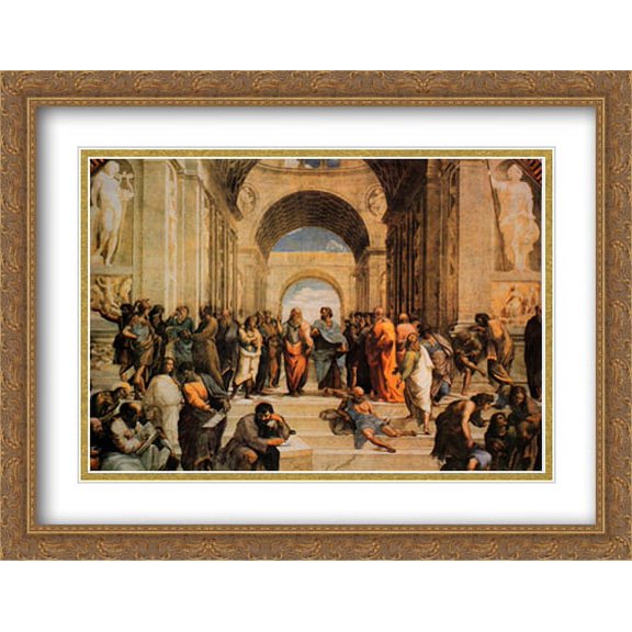 The School of Athens, c.1511 2x Matted 36x28 Large Gold Ornate Framed Art Print by Raphael