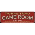 thumbnail image 1 of The Schultz Family Gift Red Game Room Metal 6x18 Sign 206180038673, 1 of 1