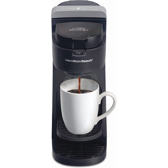 The Scoop Single Serve Coffee Maker & Fast Grounds Brewer for 8-14oz. Cups, Brews in Minutes, Black (47620)