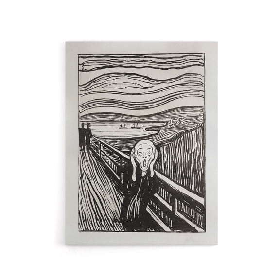 The Scream 1895 Black and White Munch Vintage Canvas Wall Art 24X32"