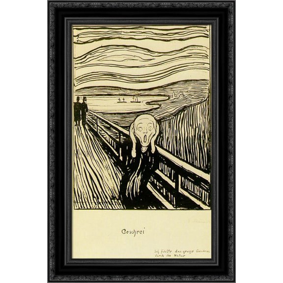The Scream 24x20 Black Ornate Wood Framed Canvas Art by Munch, Edvard