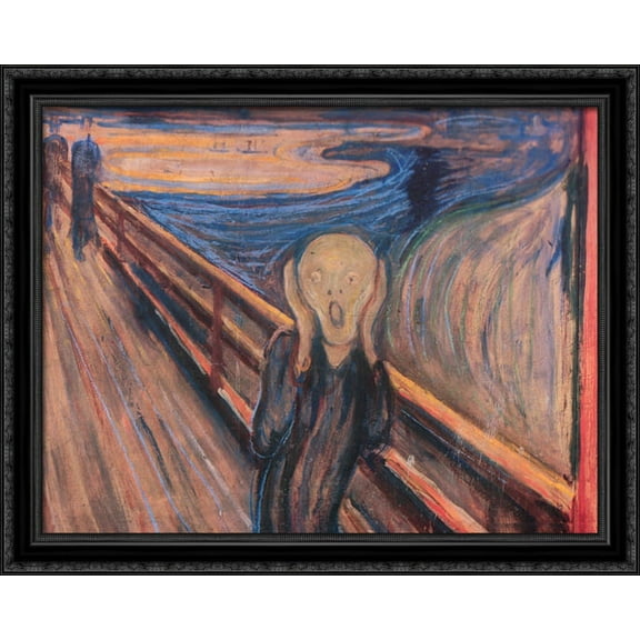 The Scream 36x28 Large Black Ornate Wood Framed Canvas Art by Edvard Munch