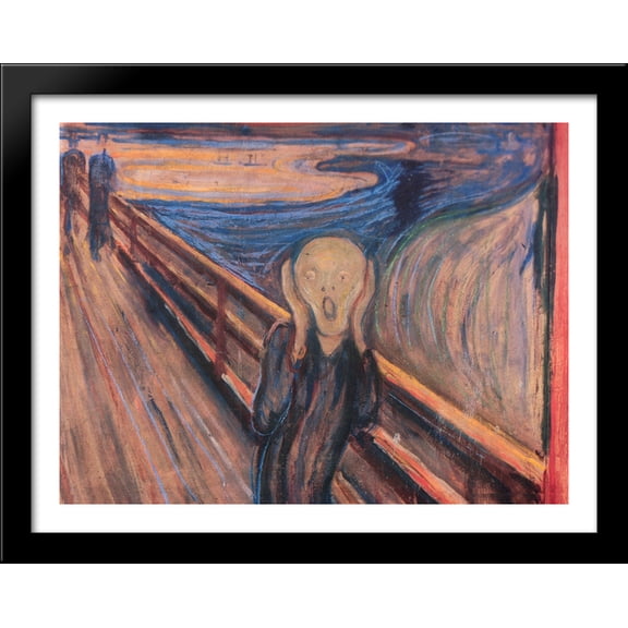 The Scream 36x28 Large Black Wood Framed Print Art by Edvard Munch
