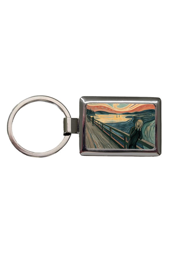 The Scream By Edvard Munch Parody Metal Rectangle Keychain