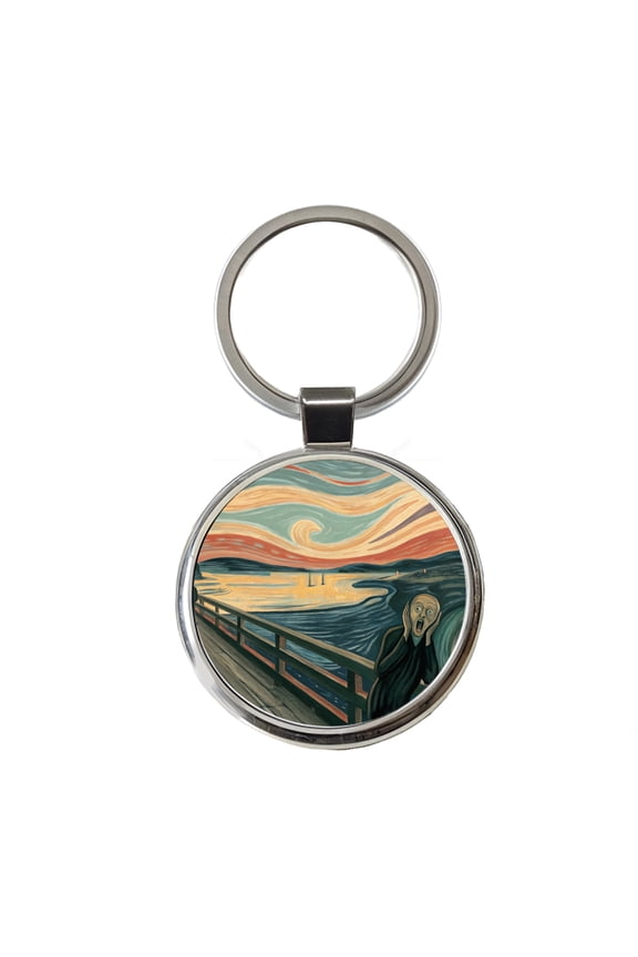 The Scream By Edvard Munch Parody Metal Round Keychain