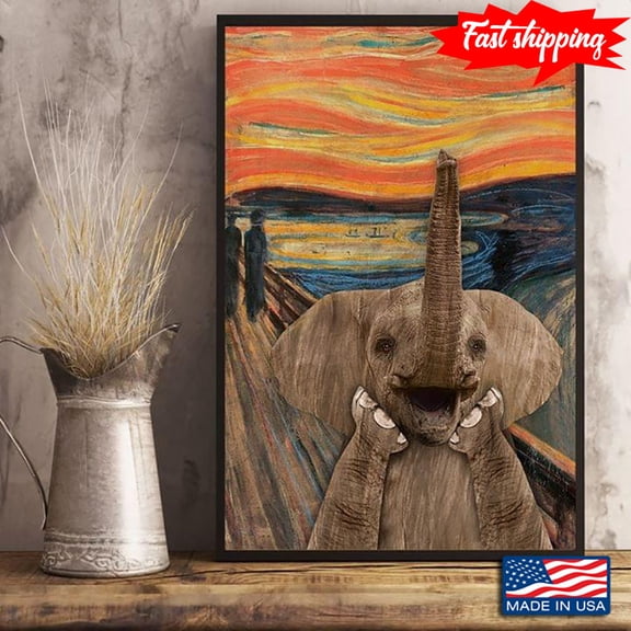 The Scream By Edvard Munch Parody With Screaming Elephant 11 x 17 Inch Poster
