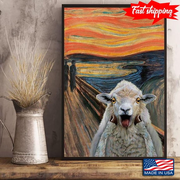 The Scream By Edvard Munch Parody With Screaming Sheep 11 x 17 Inch Poster