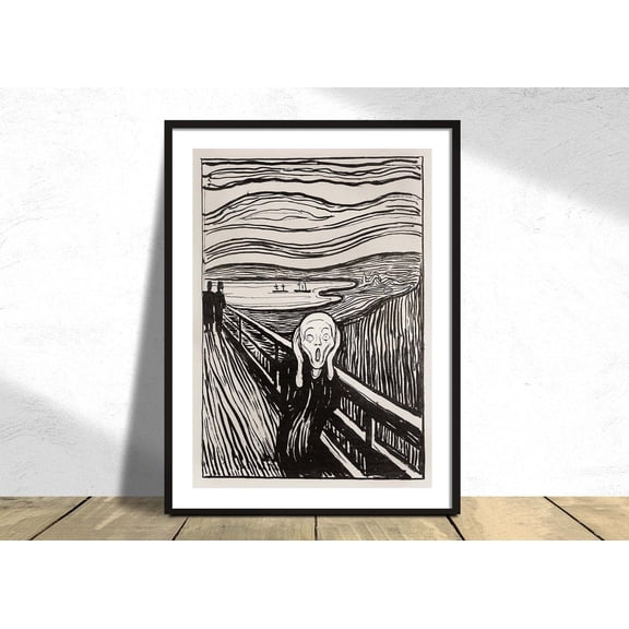 The Scream Edvard Munch Famous Art Abstract Poster Reproduction Old Illustration, Unframed Paper Poster 11x14in