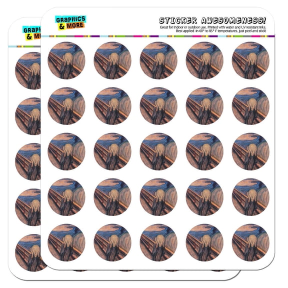 The Scream Edward Munch 1" Scrapbooking Crafting Stickers