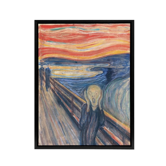 The Scream Iconic Painting Munch Vintage Black Framed Canvas Wall Art 12X16"