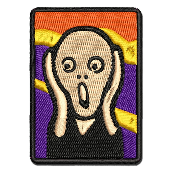 The Scream Painting by Edvard Munch Applique Multi-Color Embroidered Hook & Loop Patch - 2.5 Inch Small
