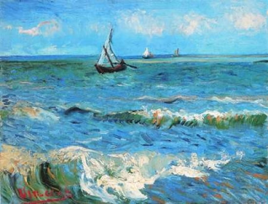 The Sea At Les Saintes Maries De La Mer Canvas Art - Vincent Van Gogh (18 x 24)