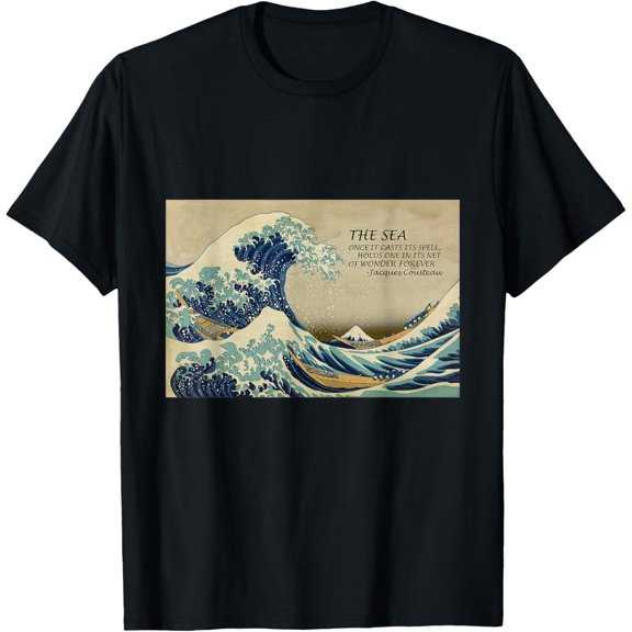 The Sea - Cousteau & Kanagawa T-Shirt Ocean Sea Wonder T-Shirt