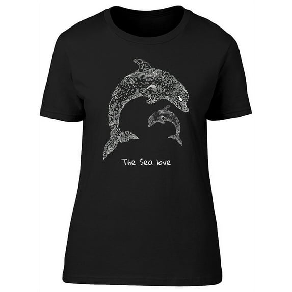 The Sea Love Dolphin B&W Tee Women's -Image by Shutterstock