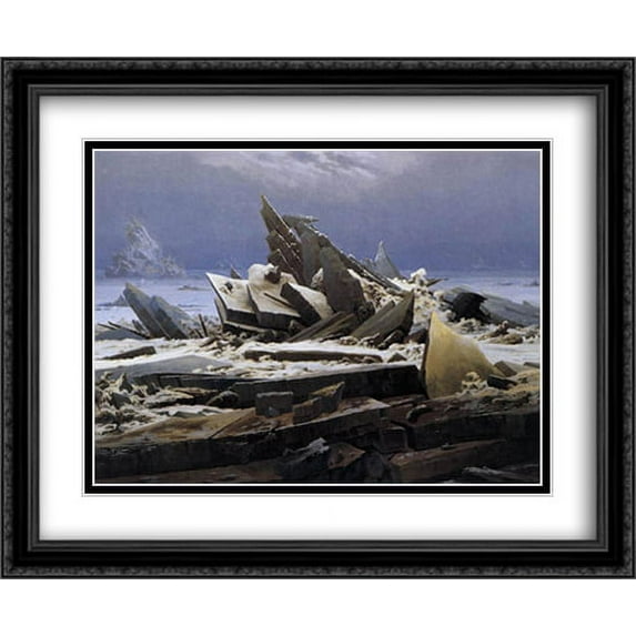 The Sea of Ice 2x Matted 34x28 Large Black Ornate Framed Art Print by Friedrich, Casper David
