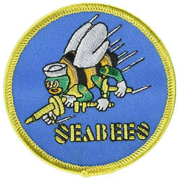 The Seabees PATCH, Superior Quality Iron-On / Saw-On Embroidered Patch - Each one is individually carded and sealed in a