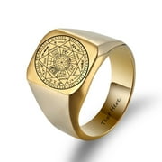 The Seals of The Seven Archangels Ring for Men,Protection Seal Solomon Kabbalah Signet Band Stainless Steel Polished Ring Amulet Jewelry for Him