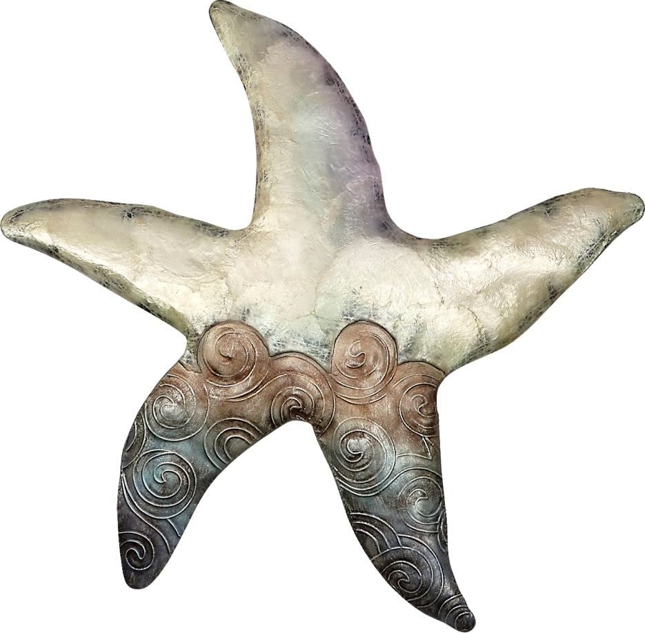 Iridescent Capiz and Metal Starfish Wall Sculpture