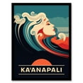 thumbnail image 1 of The Seaside Calls Kaanapali Beach Hawaii USA Sunset Woman of the Waves Sea Siren Ocean Art Print Framed Poster Wall Decor 12x16 inch, 1 of 5
