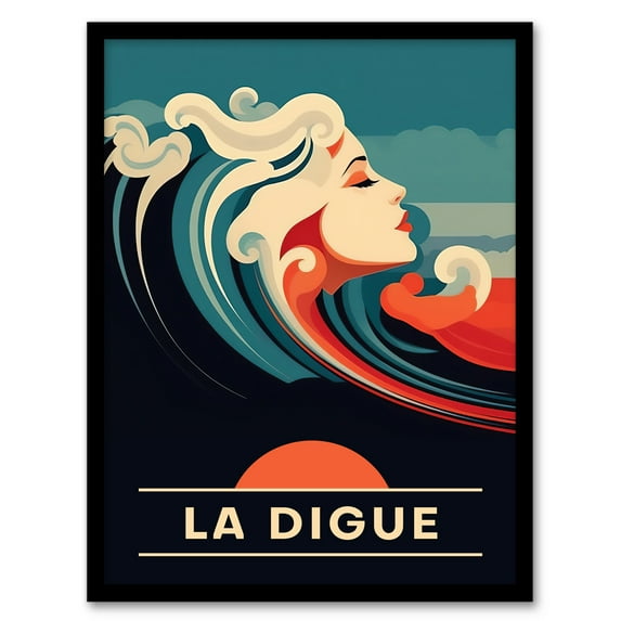 The Seaside Calls La Digue Beach Seychelles Sunset Woman of the Waves Sea Siren Ocean Artwork Framed Wall Art Print A4
