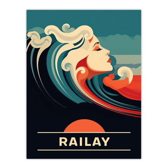 The Seaside Calls Railay Beach Thailand Sunset Woman of the Waves Sea Siren Ocean Extra Large XL Wall Art Poster Print