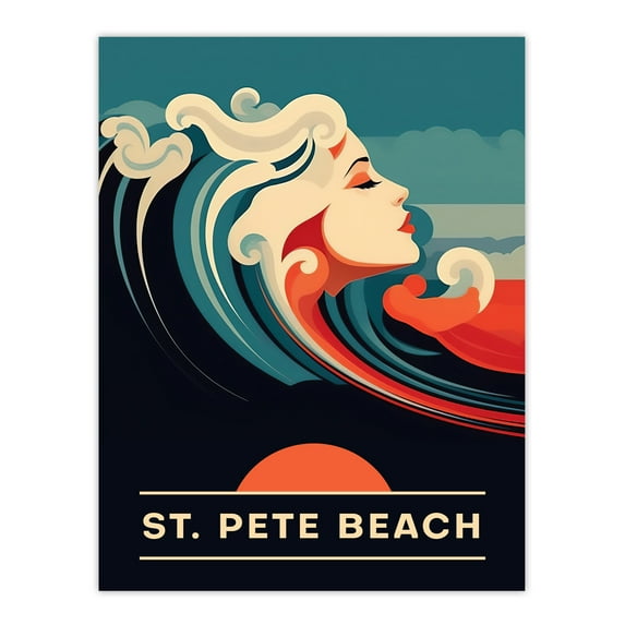 The Seaside Calls St Pete Beach Florida USA Sunset Woman of the Waves Sea Siren Ocean Extra Large XL Wall Art Poster Print