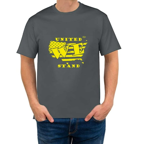 The Season Essentials All States Collection “United We Stand” 100% Cotton Unisex T-shirt Graphic Tee, Black Light/Yellow, Large