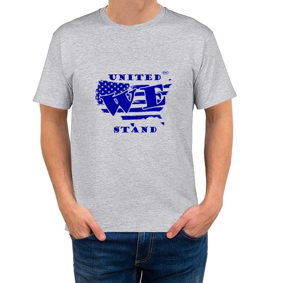 The Season Essentials All States Collection “United We Stand” 100% Cotton Unisex T-shirt Graphic Tee, Grey/Navy, X-Large