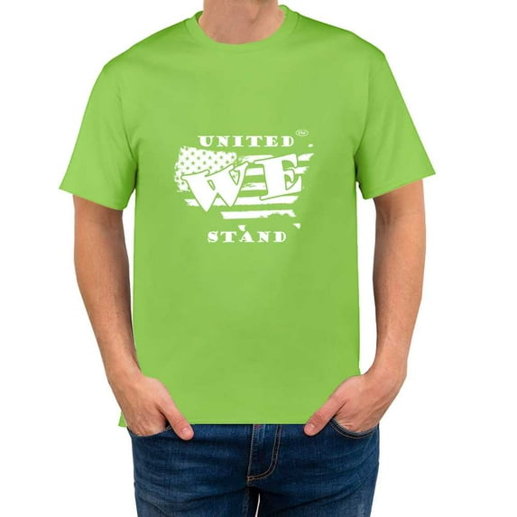 The Season Essentials All States Collection “United We Stand” 100% Cotton Unisex T-shirt Graphic Tee, Light Green/White, X-Large