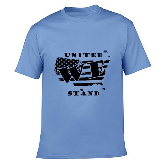 The Season Essentials All States Collection “United We Stand” 100% Cotton Unisex T-shirt Graphic Tee, Steel Blue/Black, Medium