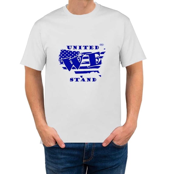 The Season Essentials All States Collection “United We Stand” 100% Cotton Unisex T-shirt Graphic Tee, White/Navy, Large