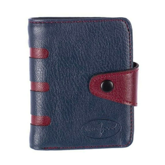 The Season Essentials Men’s Slim Bifold Wallet With Snap Closure Multi Compartments – Navy-Bordeaux