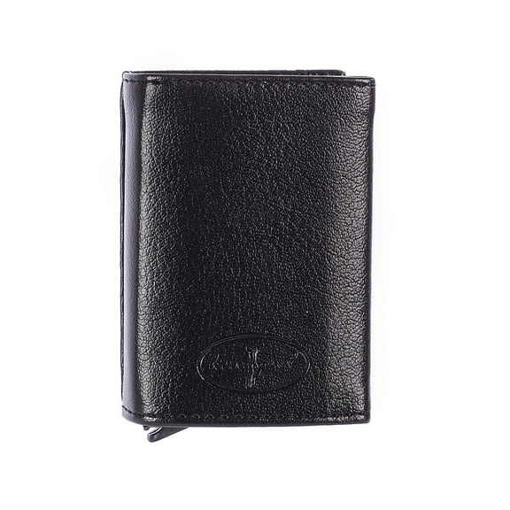 The Season Essentials Men’s Trifold Wallet Sleek and Slim With Special Opening Mechanism – Black