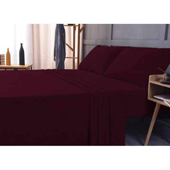 The Season Essentials Wrinkle Free Sheet Sets with Deep Pockets & Stain Resistant, 4 pc, 1800 Thread Count Based – Eggplant, King