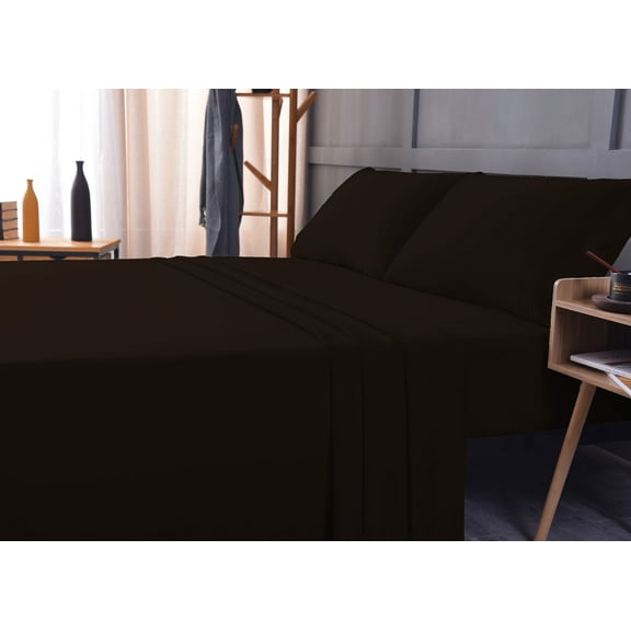 The Season Essentials Wrinkle Free Sheet Sets with Deep Pockets & Stain Resistant, 1800 Thread Count Bamboo Based, Brown, Full