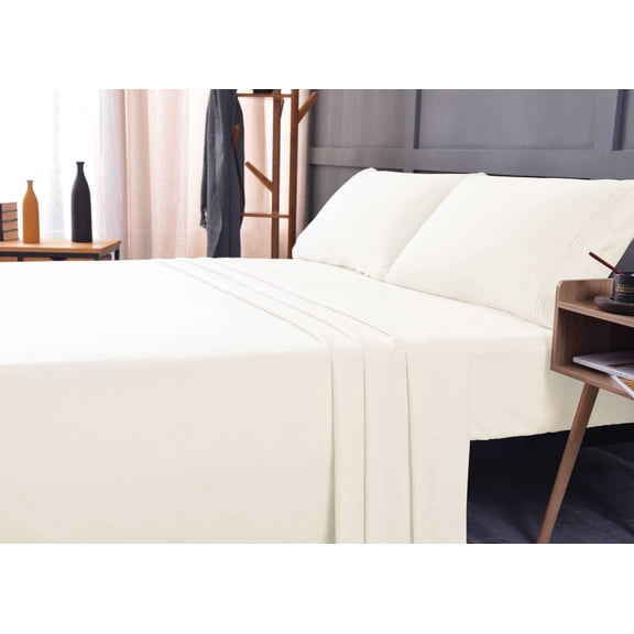 The Season Essentials Wrinkle Free Sheet Sets with Deep Pockets & Stain Resistant, 1800 Thread Count Bamboo Based, Ivory, Full