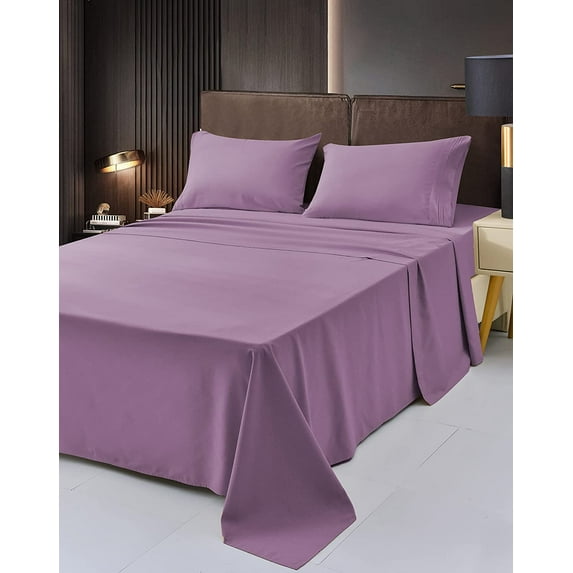 The Season Essentials Wrinkle Free Sheet Sets with Deep Pockets & Stain Resistant, 1800 Thread Count Bamboo Based, Lavender, Full