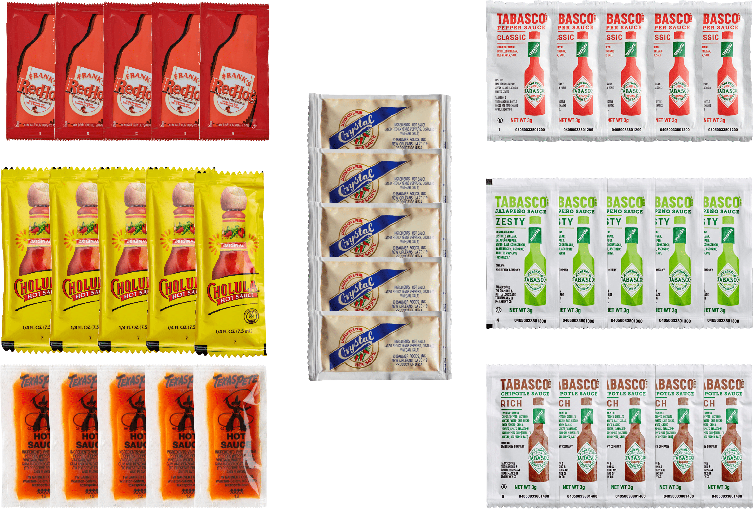 The Seasonal Shop Hot Sauce Packet Variety Pack 15 Single Serve