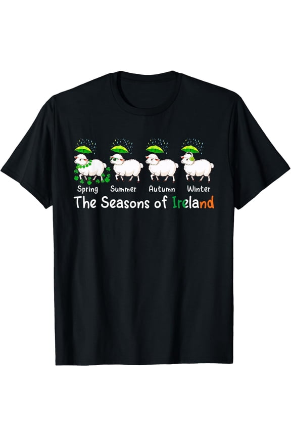 The Seasons Patrick's Day Ireland Four Cute Sheep Shamrocks Womens T-Shirt